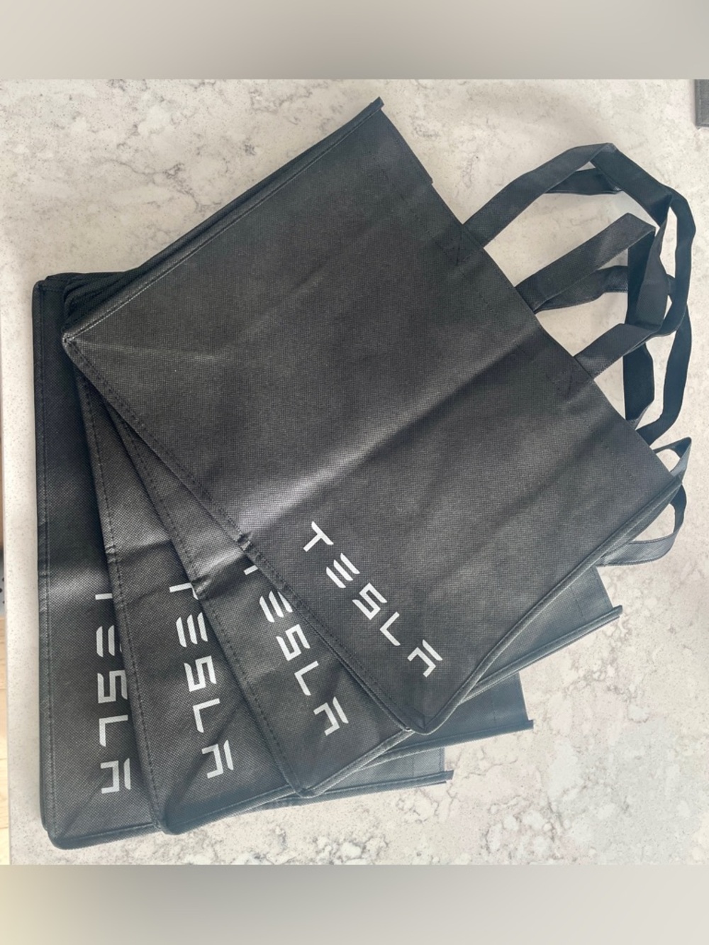 Tesla Black Reusable Tote Bag for Men. For the ultimate flex!